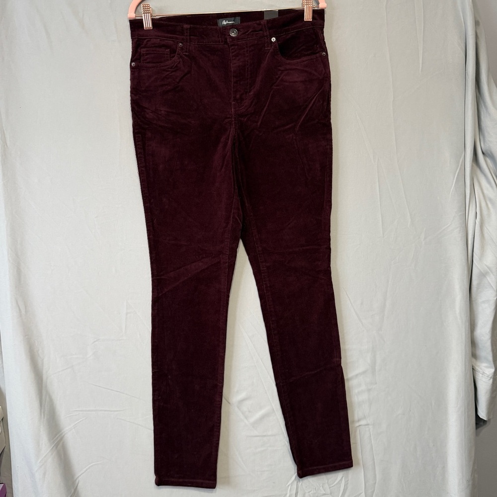 Reitmans Womens Corduroy Skinny Pants Size 8 Burgundy Whimsigoth Witchy Academia